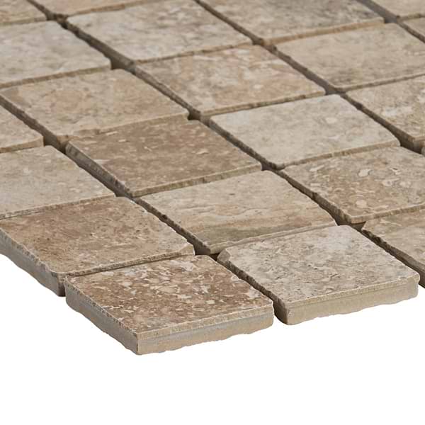 Seville Delfi Dark Beige 2x2 Travertine Look Matte Porcelain Mosaic Tile