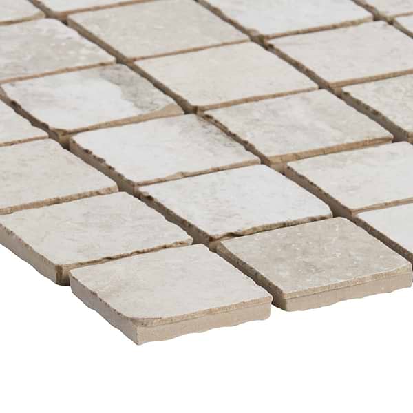Seville Olimpia White 2x2 Travertine Look Matte Porcelain Mosaic Tile