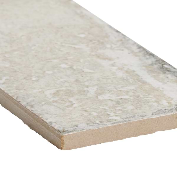 Sample-Seville Olimpia White 3x12 Travertine Look Matte Porcelain Tile