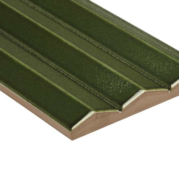 Ponto Verde Green Fluted 5x16 3D Polished Porcelain Tile