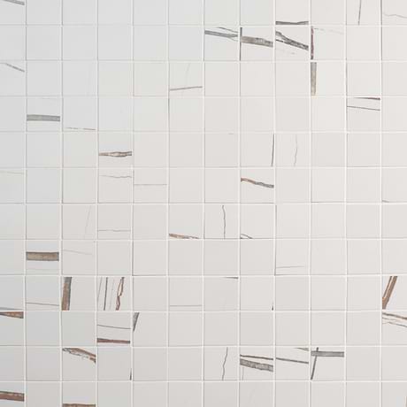 Minera Sahara Blanco White 2x2 Marble Look Matte Mosaic Tile