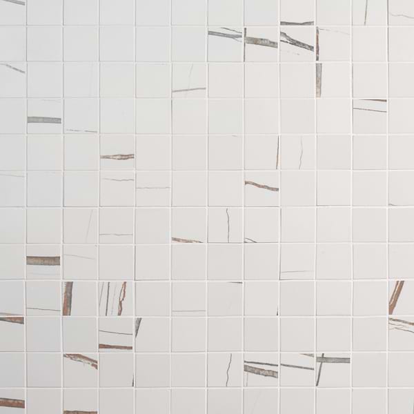 Minera Sahara Blanco White 2x2 Marble Look Matte Mosaic Tile