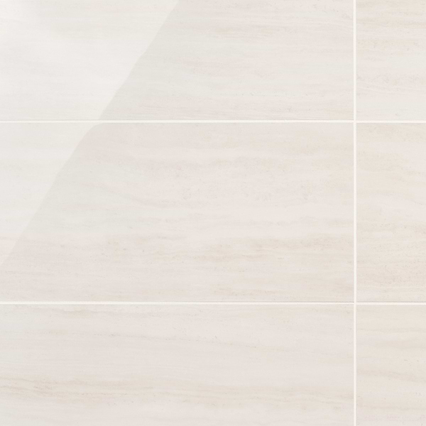 Nashville White 12x24 Travertine Look Polished Porcelain Tile
