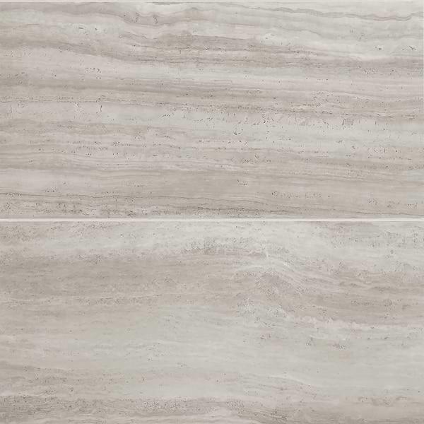 Nashville Gray 12x24 Travertine Look Polished Porcelain Tile
