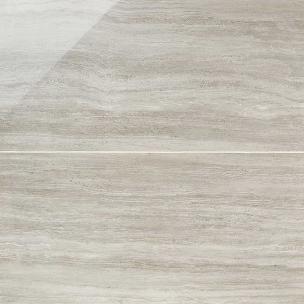 Nashville Gray 24x48 Travertine Look Polished Porcelain Tile