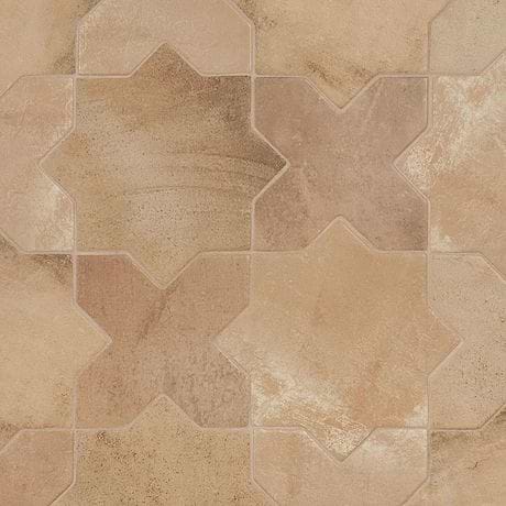 Parma Cotto Brown Matte Star and Cotto Brown Matte Cross 6&quot; Terracotta Look Porcelain Tile