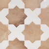 Parma Cotto Brown Matte Star and White Polished Cross 6&quot; Terracotta Look Porcelain Tile