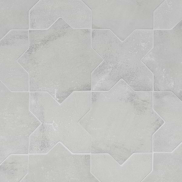 Parma Dove Gray Matte Star and Dove Gray Matte Cross 6" Porcelain Tile