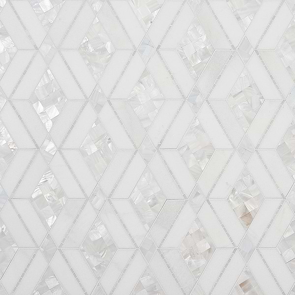 Diana White Polished Marble and Pearl Mosaic Tile
