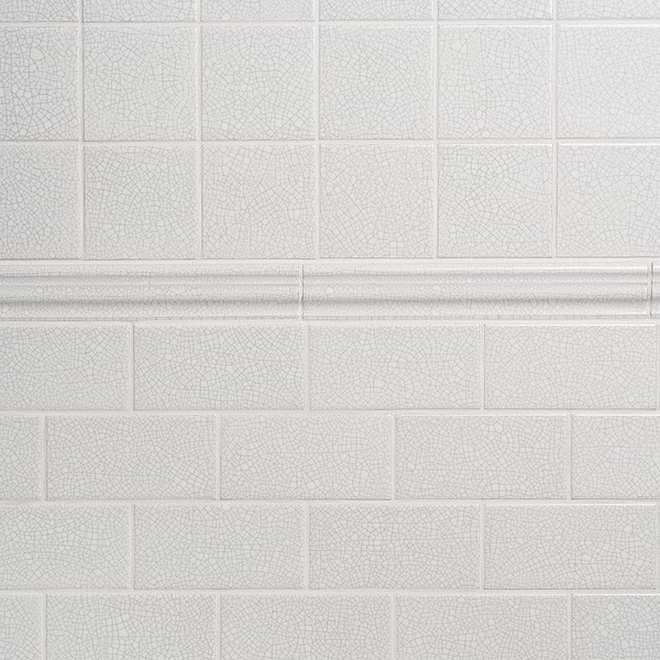 Sarina Vintage White 3x6 Glossy Crackled Ceramic Wall Tile