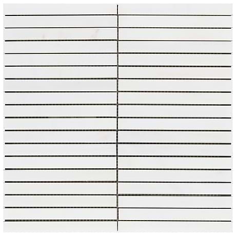 Bianco Dolomite White 1x6 Stacked Premium Honed Marble Mosaic Tile