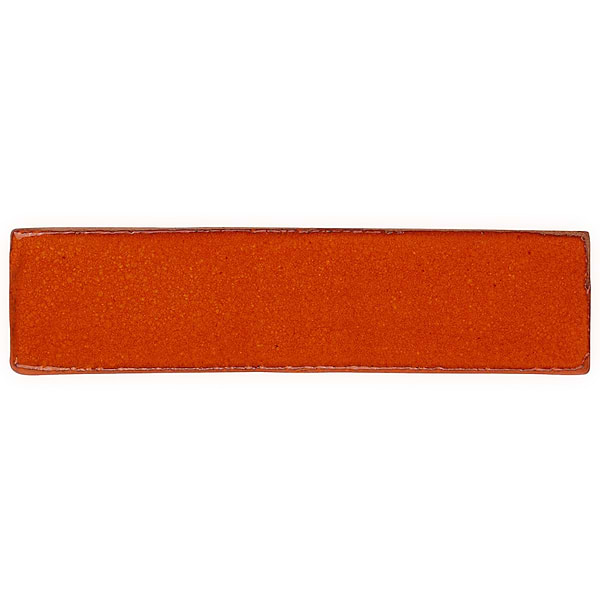 Emery Orange 2x8 Handmade Crackled Terracotta Polished Subway Tile