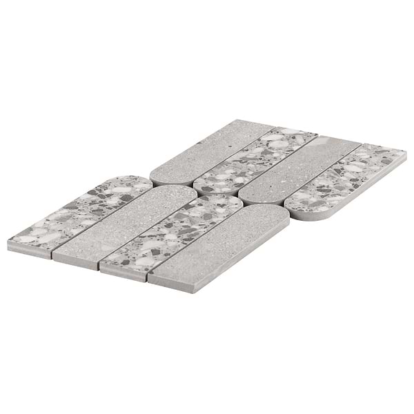 Kobe Fin Smoke Gray 2x8 Terrazzo Look Matte Porcelain Mosaic Tile