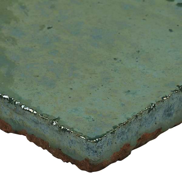 Terra Ember Aqua Blue 4x4 Handmade Metallic Crackled Glossy Terracotta Tile in Blue, View 9, open zoomed image