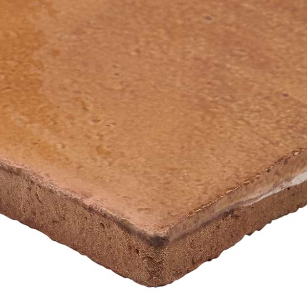 Terra Ember Ocre Brown 4x4 Handmade Crackled Glossy Terracotta Tile in Brown, View 9, open zoomed image