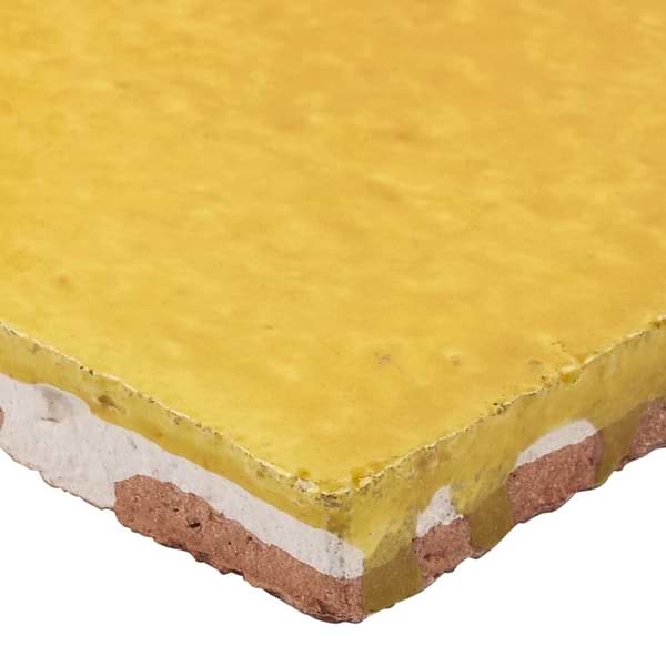 Terra Ember Canary Yellow 4x4 Handmade Crackled Glossy Terracotta Tile in Yellow, View 9, open zoomed image