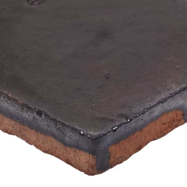 Terra Ember Jet Black 4x4 Handmade Metallic Crackled Matte Terracotta Tile in Black, View 9, open zoomed image