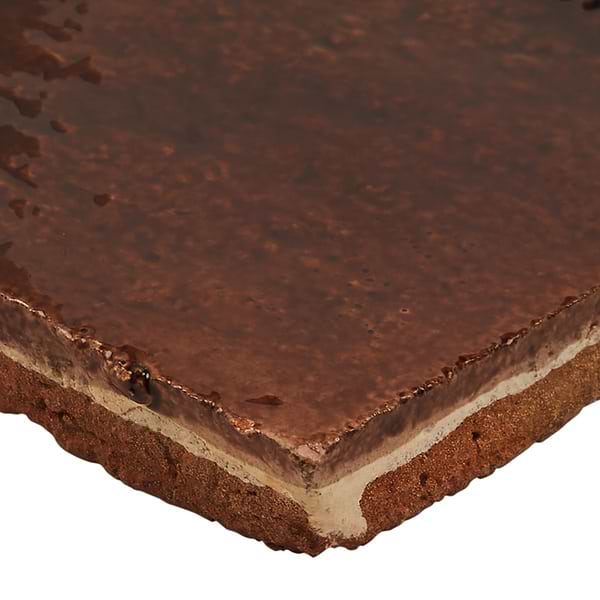 Terra Ember Hazelnut Brown 4x4 Handmade Crackled Glossy Terracotta Tile in Brown, View 9, open zoomed image