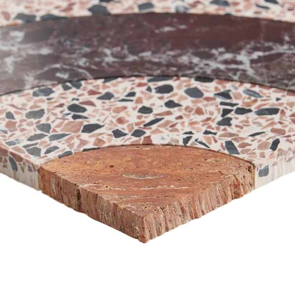 Elizabeth Sutton Arc Vertical Canyon Terracotta 12x12 Honed Marble and Terrazzo Mosaic Tile