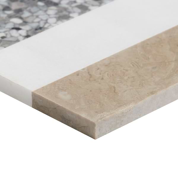 Elizabeth Sutton Arc Weave Desert Beige 12x12 Honed Marble and Terrazzo Mosaic Tile