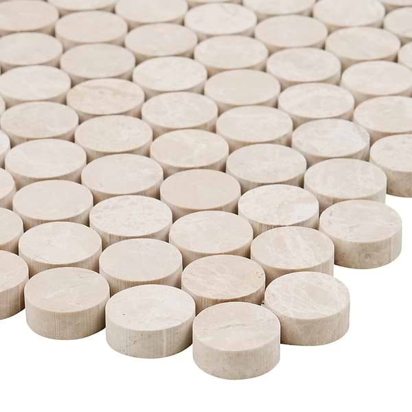 Cream Misto Beige 1" Penny Round Honed Marble Mosaic Tile