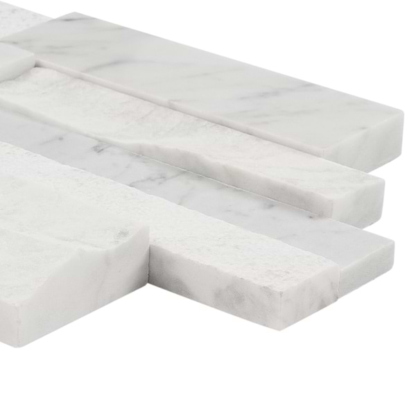 StackStone Bianco Carrara 3D Mixed Finish Marble Mosaic Tile