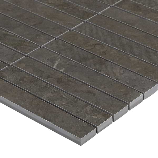 Corretta Deco Mocha Gray 1x6 Stacked Semi-Polished Mosaic Tile, View 9, open zoomed image
