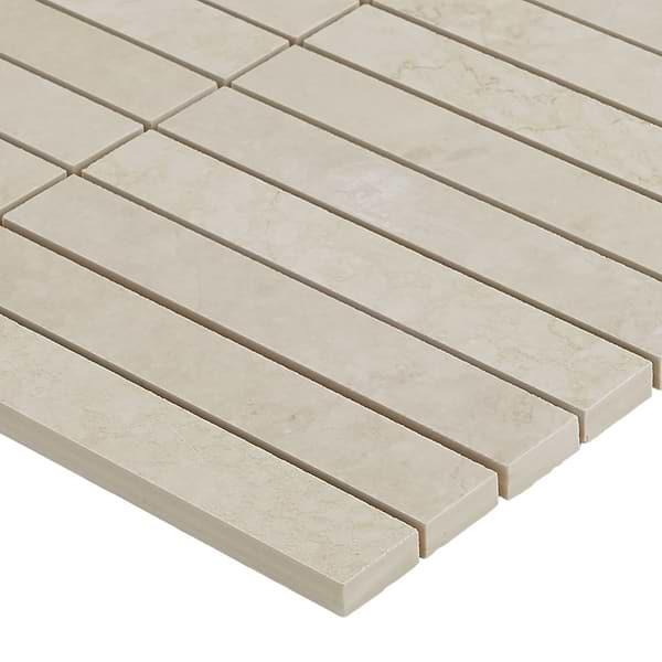 Corretta Deco Sand Beige 1x6 Stacked Semi-Polished Mosaic Tile in Sand, Beige, View 9, open zoomed image