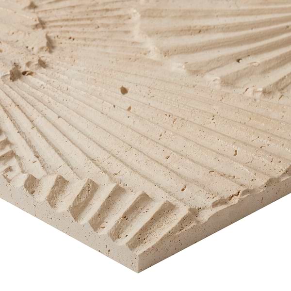 Okeanos Carved Cream Travertine 16x16 3D Honed  Tile