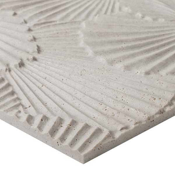 Okeanos Carved Silver Travertine 16x16 3D Honed Tile