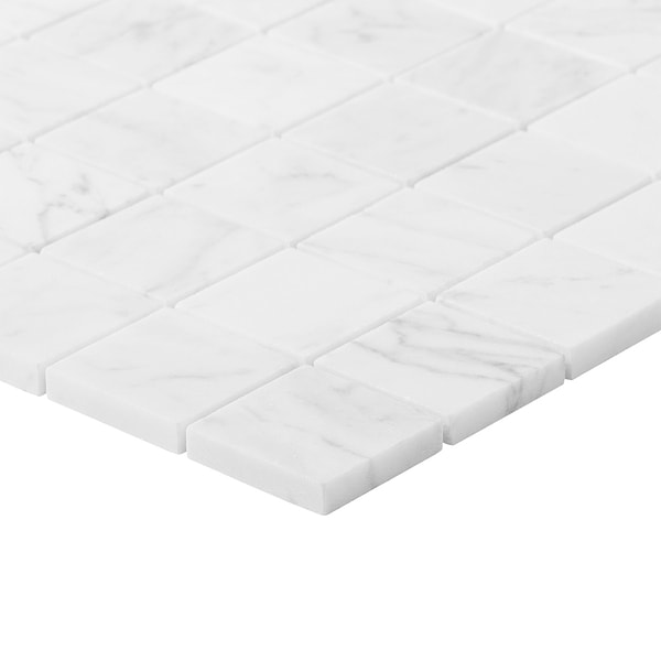 Bianco Carrara 2x2 Honed Marble Mosaic Tile in White, View 9, open zoomed image