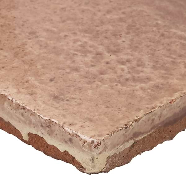 Terra Ember Rosa Pink 4x4 Handmade Crackled Glossy Terracotta Tile in Pink, View 9, open zoomed image