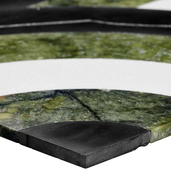 Elizabeth Sutton Arc Interlock Soul Green & Black 12x12 Polished Marble Mosaic Tile