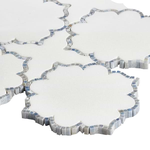 Ellsen Thassos and Blue Macauba Polished Marble Mosaic Tile by Kravet in White, Blue, View 9, open zoomed image