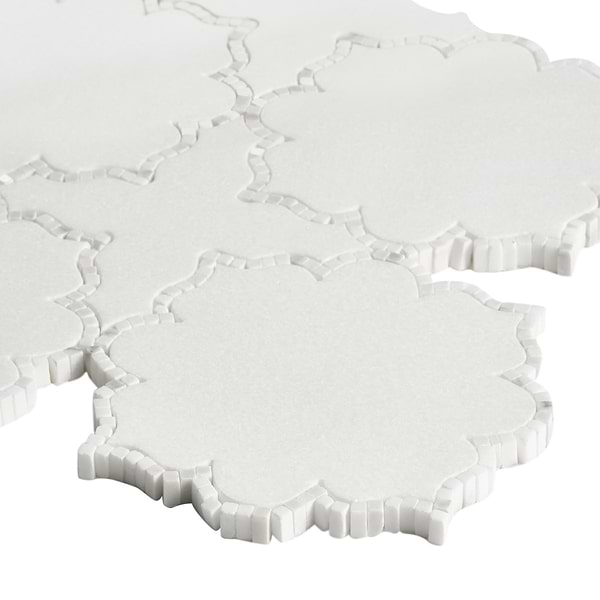 Ellsen Thassos and Calacatta Gold Polished Marble Mosaic Tile by Kravet in White, Gray, View 9, open zoomed image