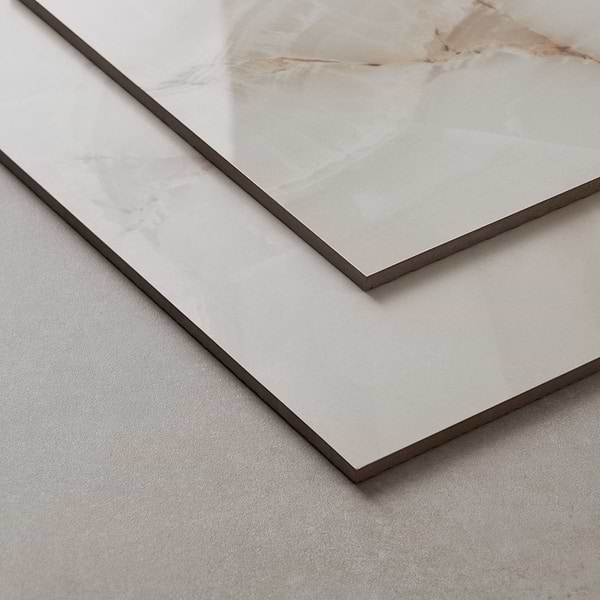 Basic Marble Onyx Aurelia Beige 12x24 Satin Porcelain Tile in Light Beige with veining, View 9, open zoomed image