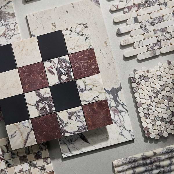 Calacatta Viola Premium 1x1 Hand Clipped Honed Marble Mosaic Tile