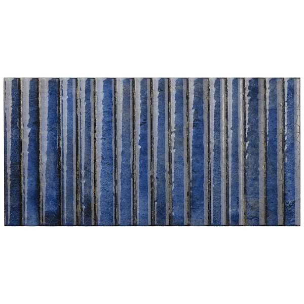 Curve Fluted Blue 6x12 3D Glossy Ceramic Tile
