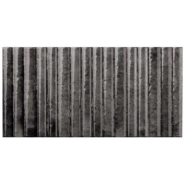 Curve Fluted Black 6x12 3D Glossy Ceramic Tile