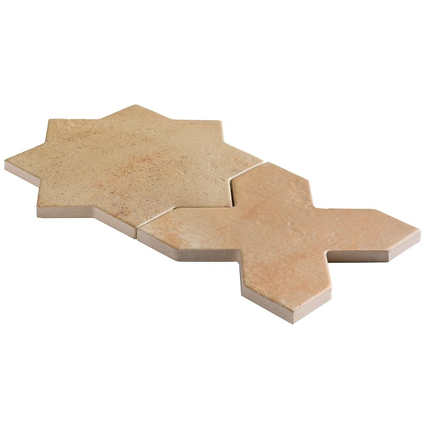 Parma Cotto Brown Matte Star and Cotto Brown Matte Cross 6" Terracotta Look Porcelain Tile