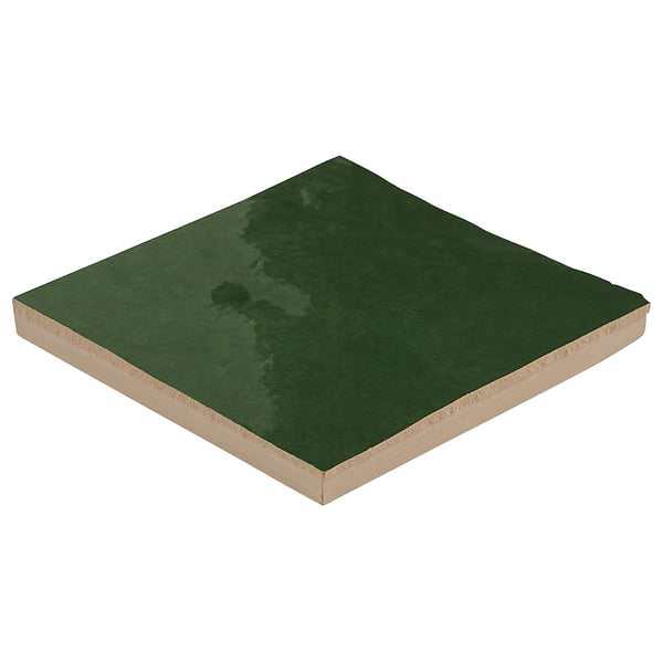 Zelora Forest Green 4x4 Zellige Look Glossy Ceramic Tile
