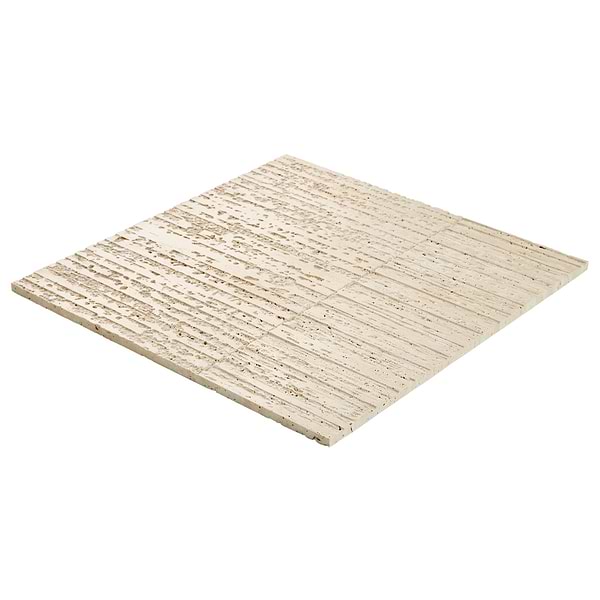 Stretto Carved Cream Travertine 16x16 Vein Cut Unfilled Honed Tile in Cream, View 9, open zoomed image