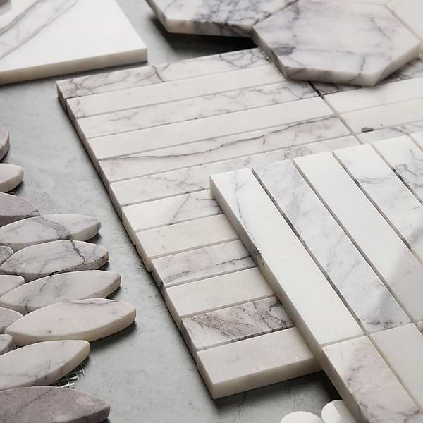 Lilac Premium 1x6 Stacked Polished Marble Mosaic TIle