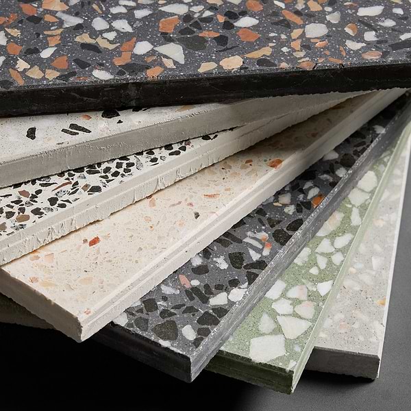 True Terrazzo Domino Gray 16x16 Polished Terrazzo Tile