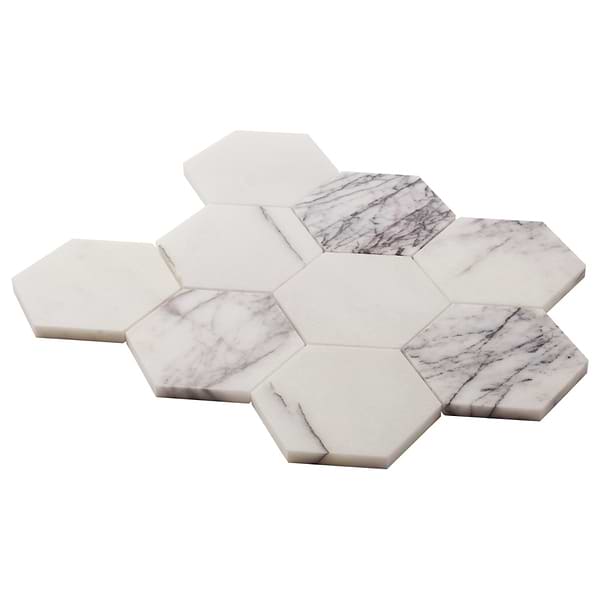 Lilac Premium 4" Hexagon Honed Marble Mosaic Tile