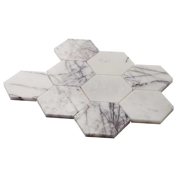 Lilac Premium 4" Hexagon Polished Marble Mosaic Tile