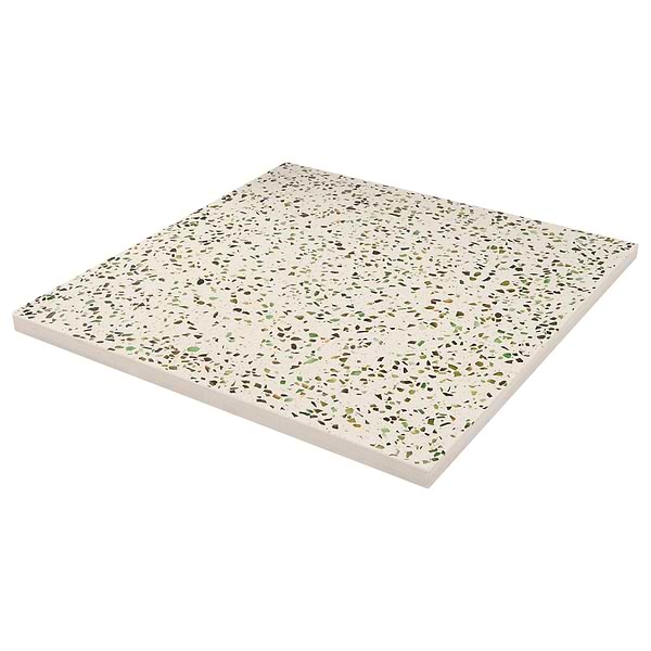 Veritas Terrazzo Creme with Emerald Green 16x16 Polished Terrazzo Tile