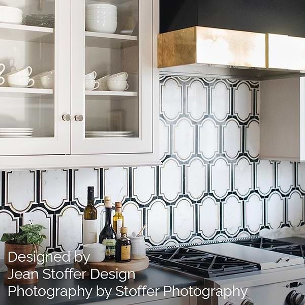 Inara Cavalier Brass & Polished Calacatta and Black Jade Marble Tile