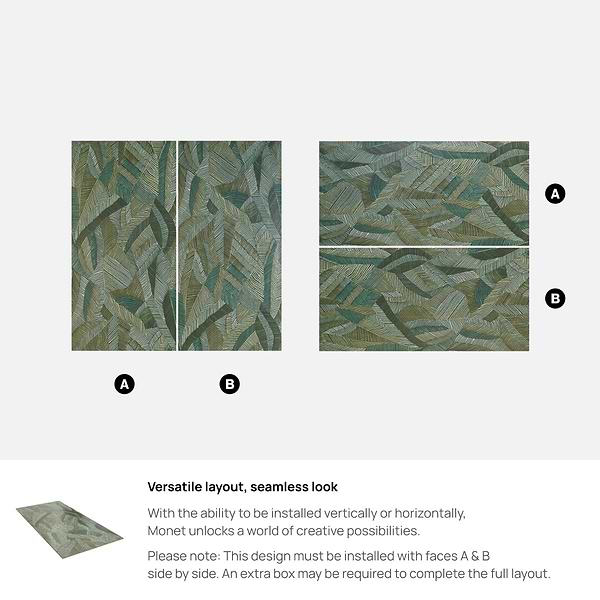 Monet Wild Atelier Green 24x48 Artisan Decor Matte Porcelain Wall Tile