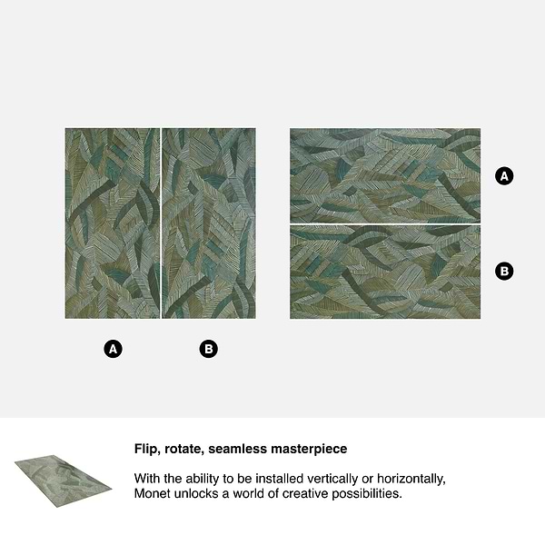Monet Wild Atelier Green 24x48 Artisan Decor Matte Porcelain Wall Tile